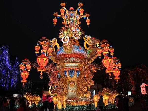 Giant lantern festival display at city event
