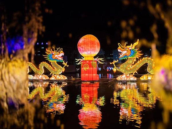 Custom floating water lantern manufactured for a lake festival installation
