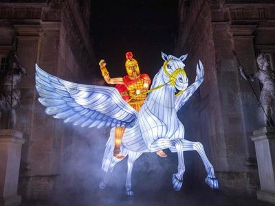 Knight with Pegasus Lantern Figure