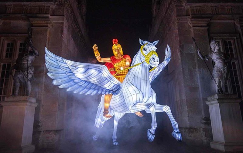 Knight with Pegasus Lantern Figure