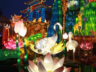 Crane Lotus Pagoda Lantern