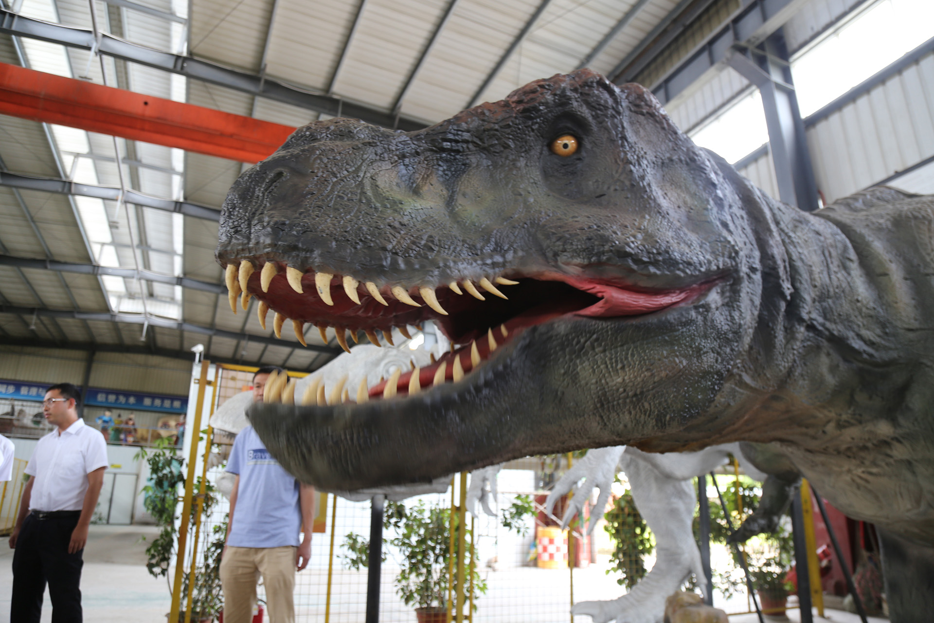 T-Rex animatronic model side view displaying silicone skin quality