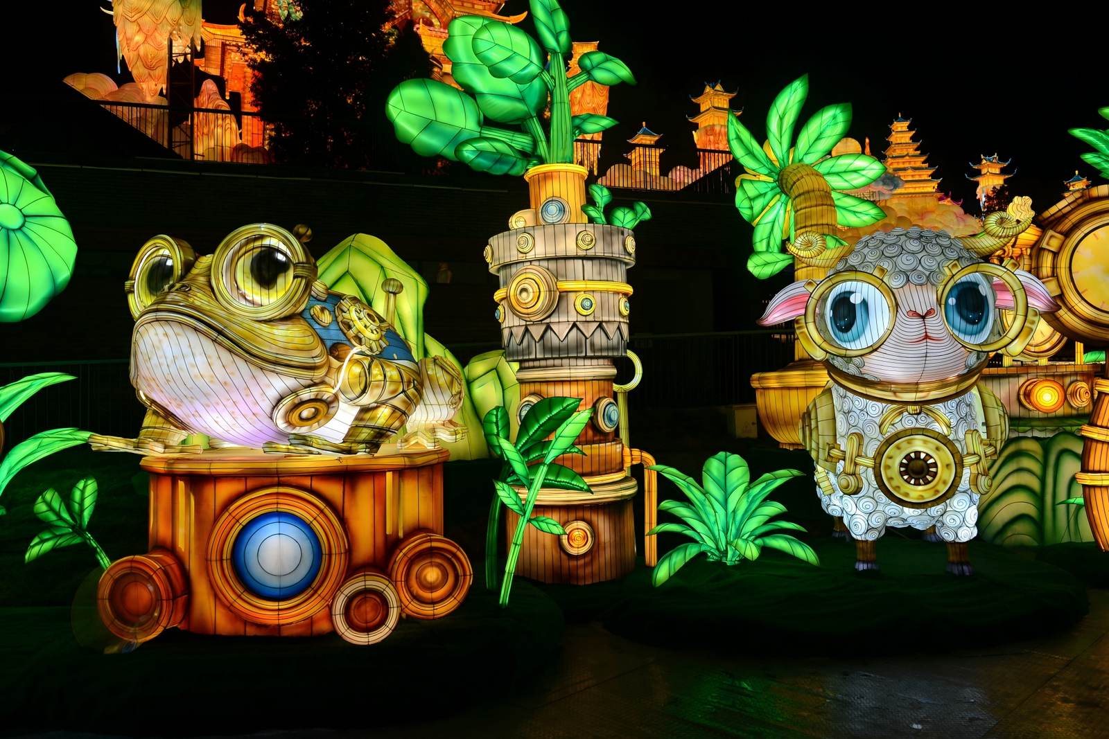 Steampunk fantasy scene lantern