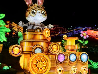 Steampunk Rabbit Lantern — Illuminated Mechanical Fantasy Sculpture