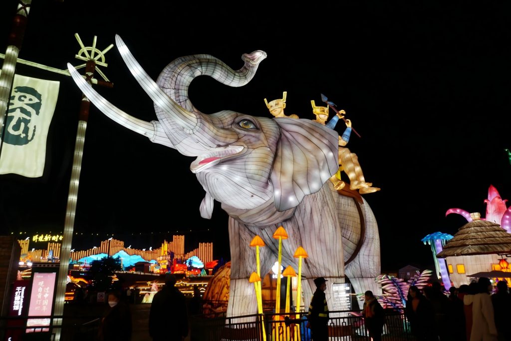 Sanxingdui Elephant Warriors Lantern — illuminated display for zoos, festivals and events