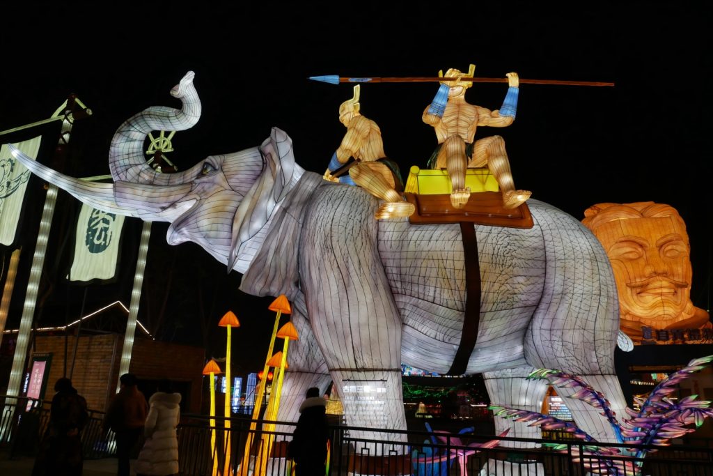 Sanxingdui Elephant Warriors Lantern — illuminated display for zoos, festivals and events