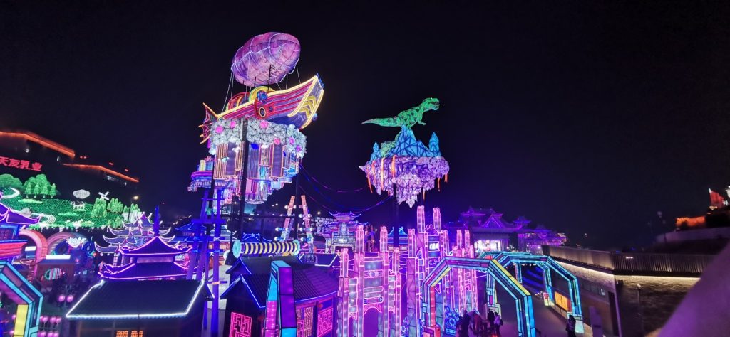 Modern LED-powered dragon lantern with interactive lighting — next-generation Zigong lantern technology