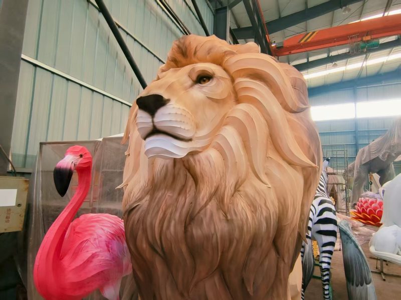 Life-Size Lion Lantern Sculpture