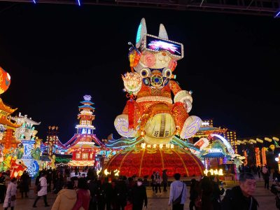 Mid-Autumn Festival Theme Lantern — Moon Palace Tower Display with Chang’e, Rabbit & Moon Cake