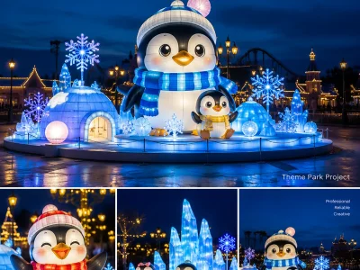 Polar Adventure Lantern Series — Custom Arctic Wildlife Display for Theme Parks