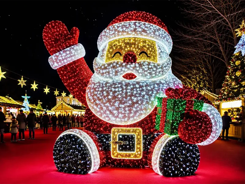 Sitting Santa Claus Gift Box Light Sculpture — Holiday Toy Car Figure