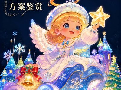 Christmas Lantern — Angel Winter Castle Scene