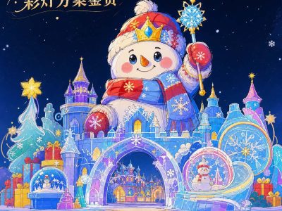 Christmas Lantern — Snowman Ice Castle Scene