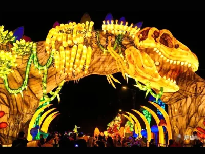 Dinosaur Fossil Archway Lantern — Prehistoric Skeleton Entrance Gate for Dino Parks