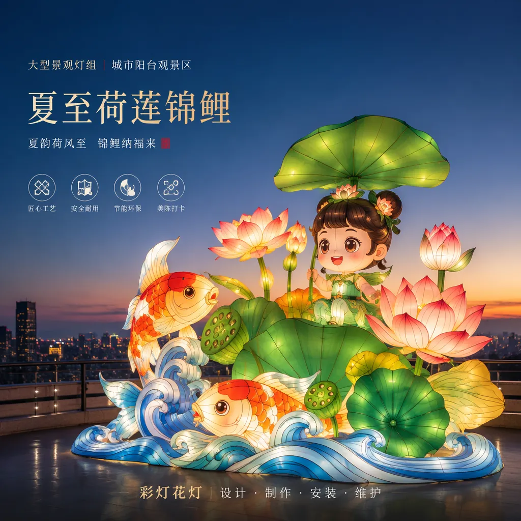 New Year fish lantern with koi swimming among lotus, a Spring Festival prosperity symbol for lantern routes