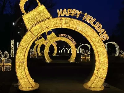 Happy Holidays Ornament Archway Light Display — Illuminated Letter Entry