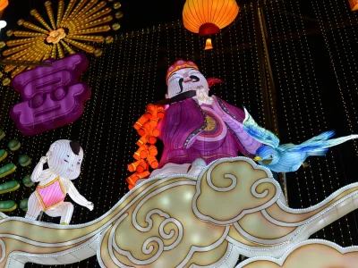 Chinese New Year Firecracker Lantern Scene for Streets and Malls
