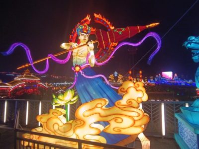 Chinese Opera Warrior Lantern — Festival Hero in Phoenix Helm