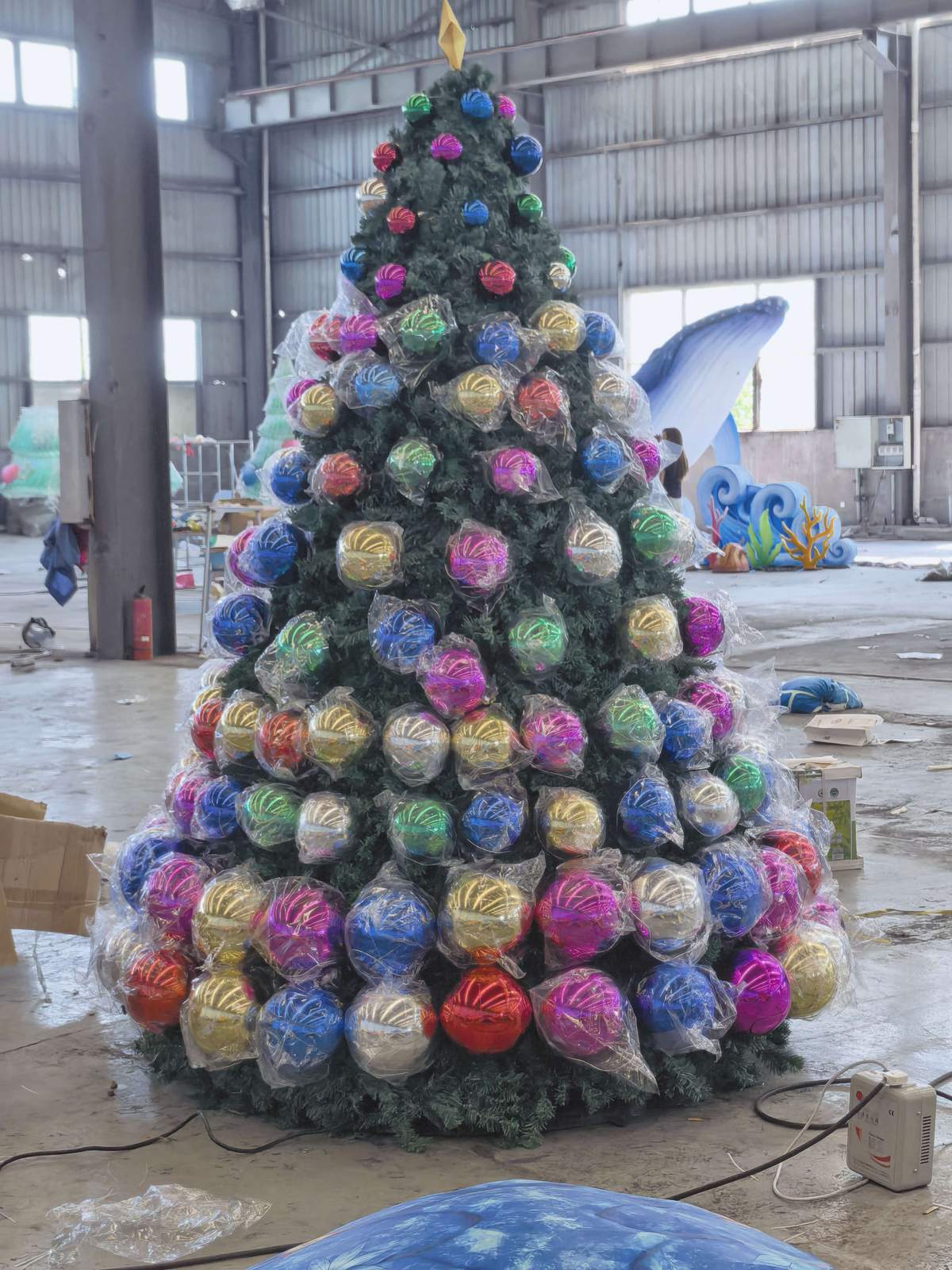 Christmas Ball Tree Lantern in warm festival lighting
