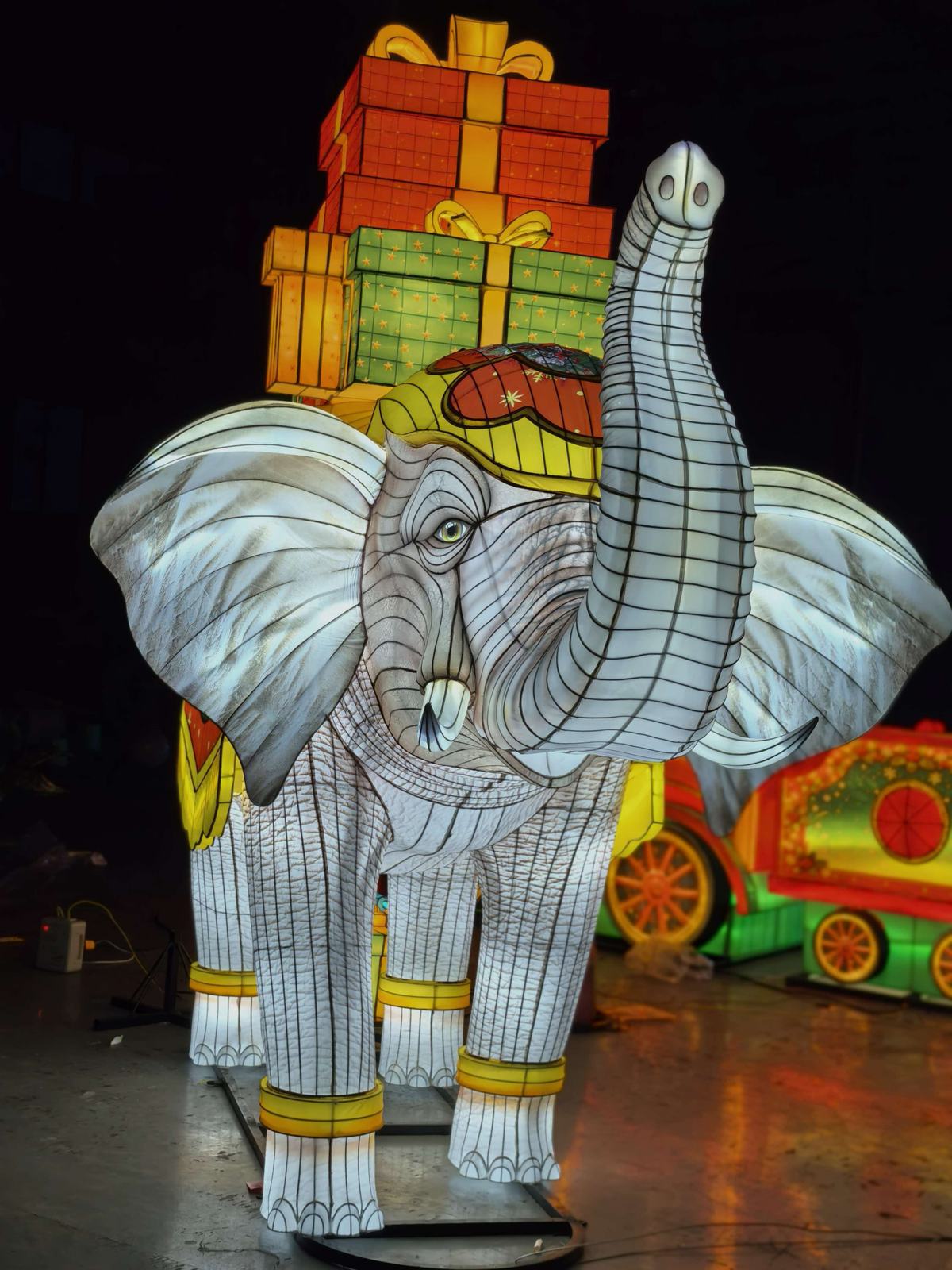 Elephant Lantern Group in warm festival lighting