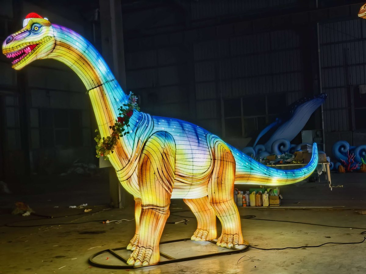 Giraffe Lantern Group in warm festival lighting