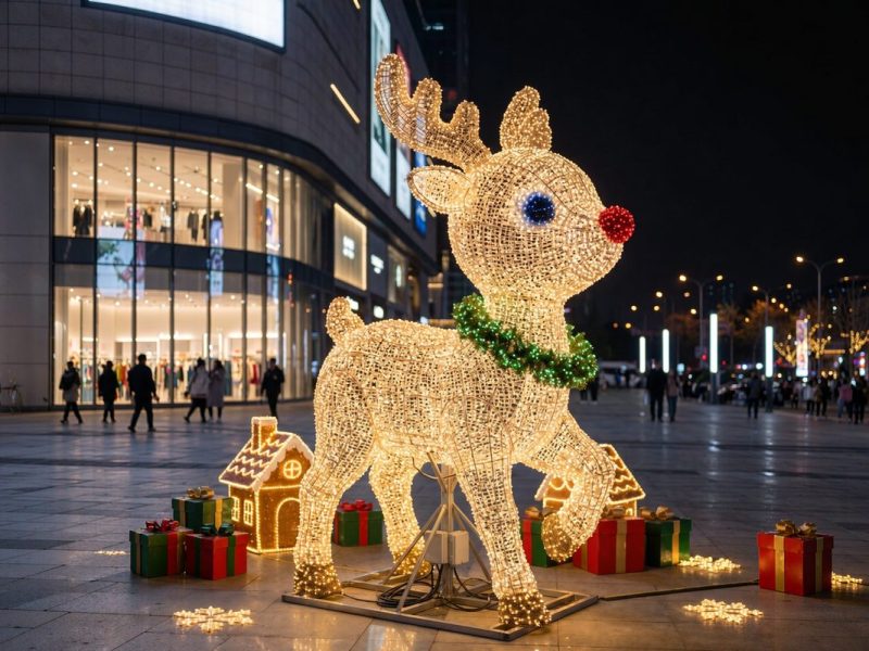 Christmas Reindeer Light Sculpture, Warm Gold