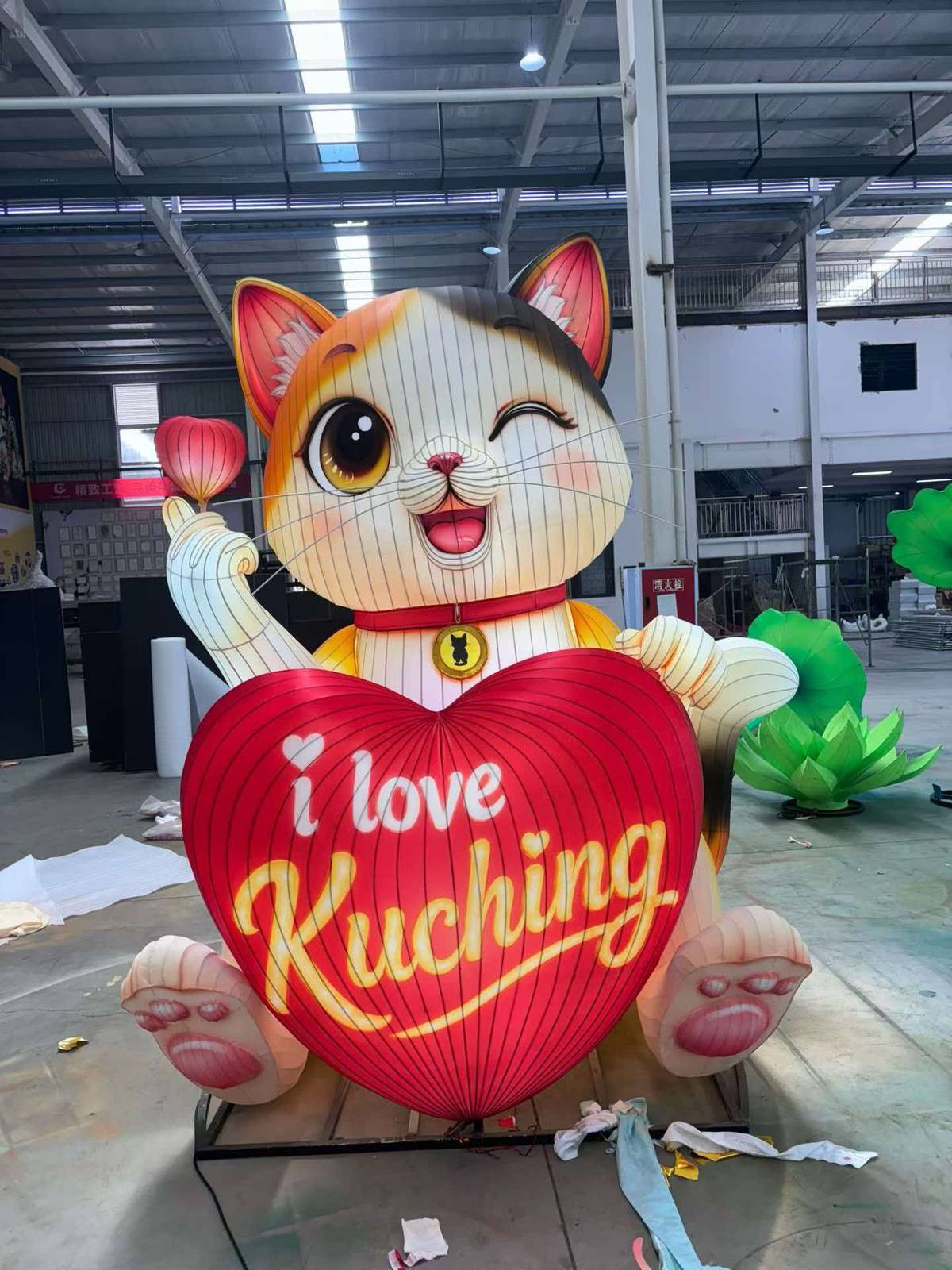 Lucky Cat Lantern in warm festival lighting