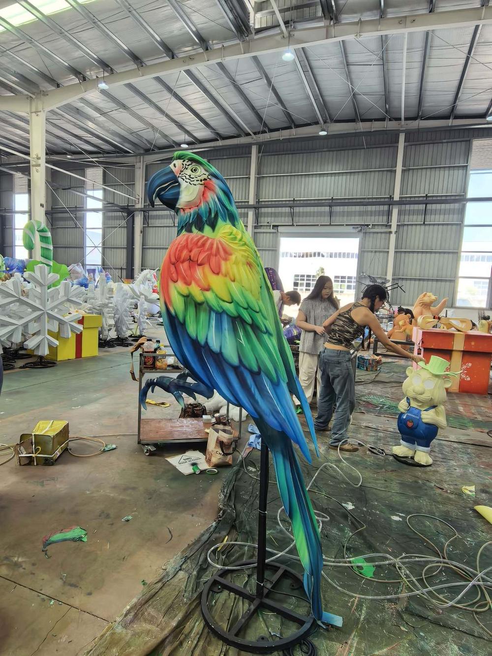 Macaw Parrot Lantern in warm festival lighting
