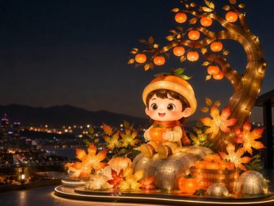 Persimmon Harvest Lantern Scene