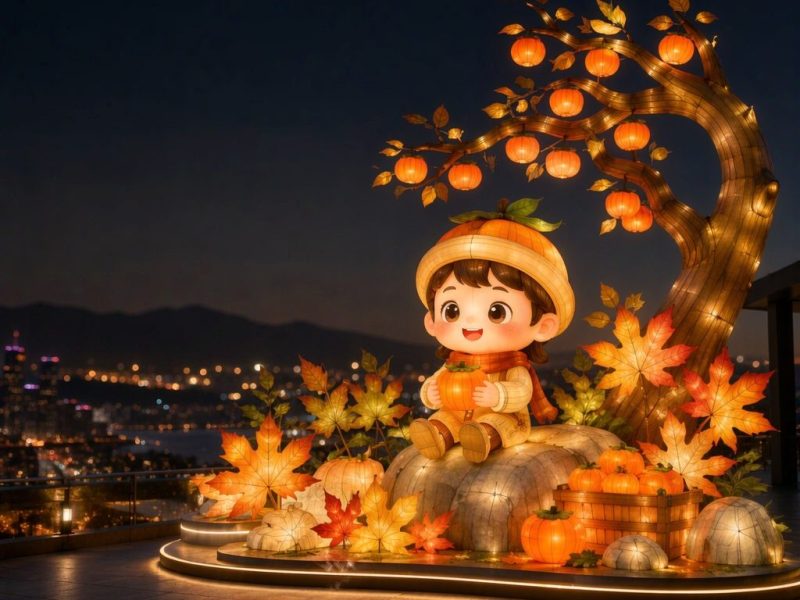 Persimmon Harvest Lantern Scene