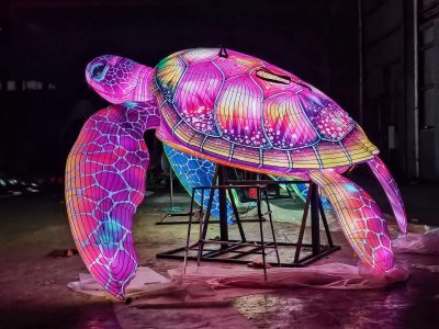 Purple Sea Turtle Lantern with a Graded Shell for Marine Routes
