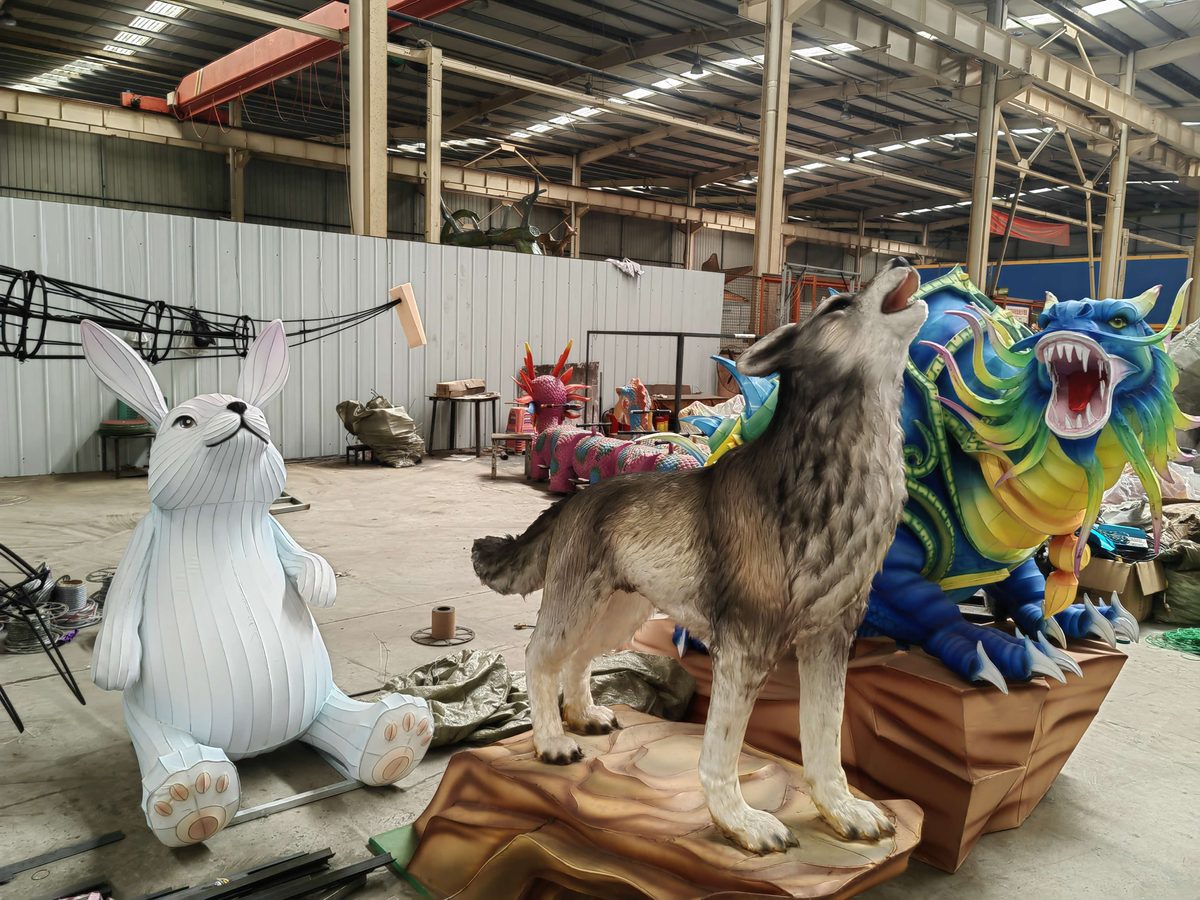 Wolf Lantern in warm festival lighting