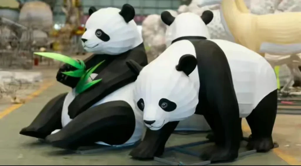 Panda sculpture for zoo lantern festivals and year-round displays